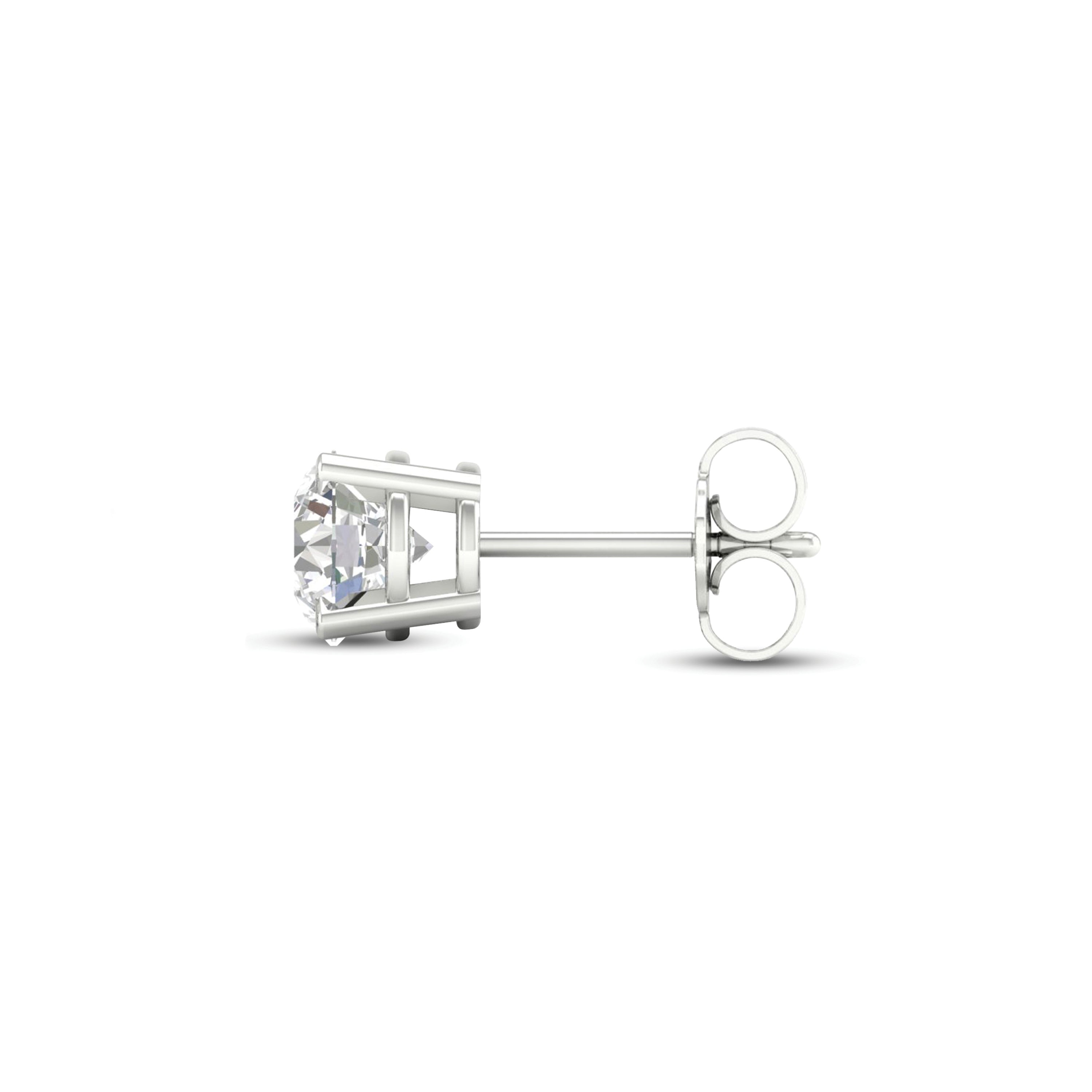 Single diamond earring on a white background