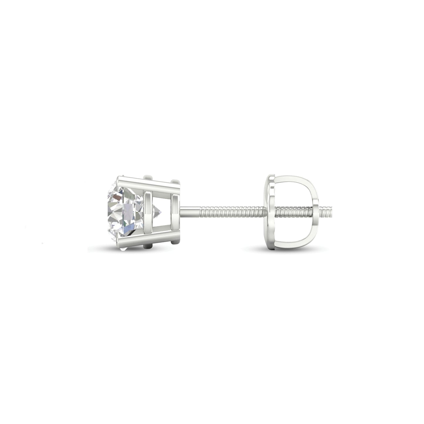 Diamond screwback stud earring on a white background