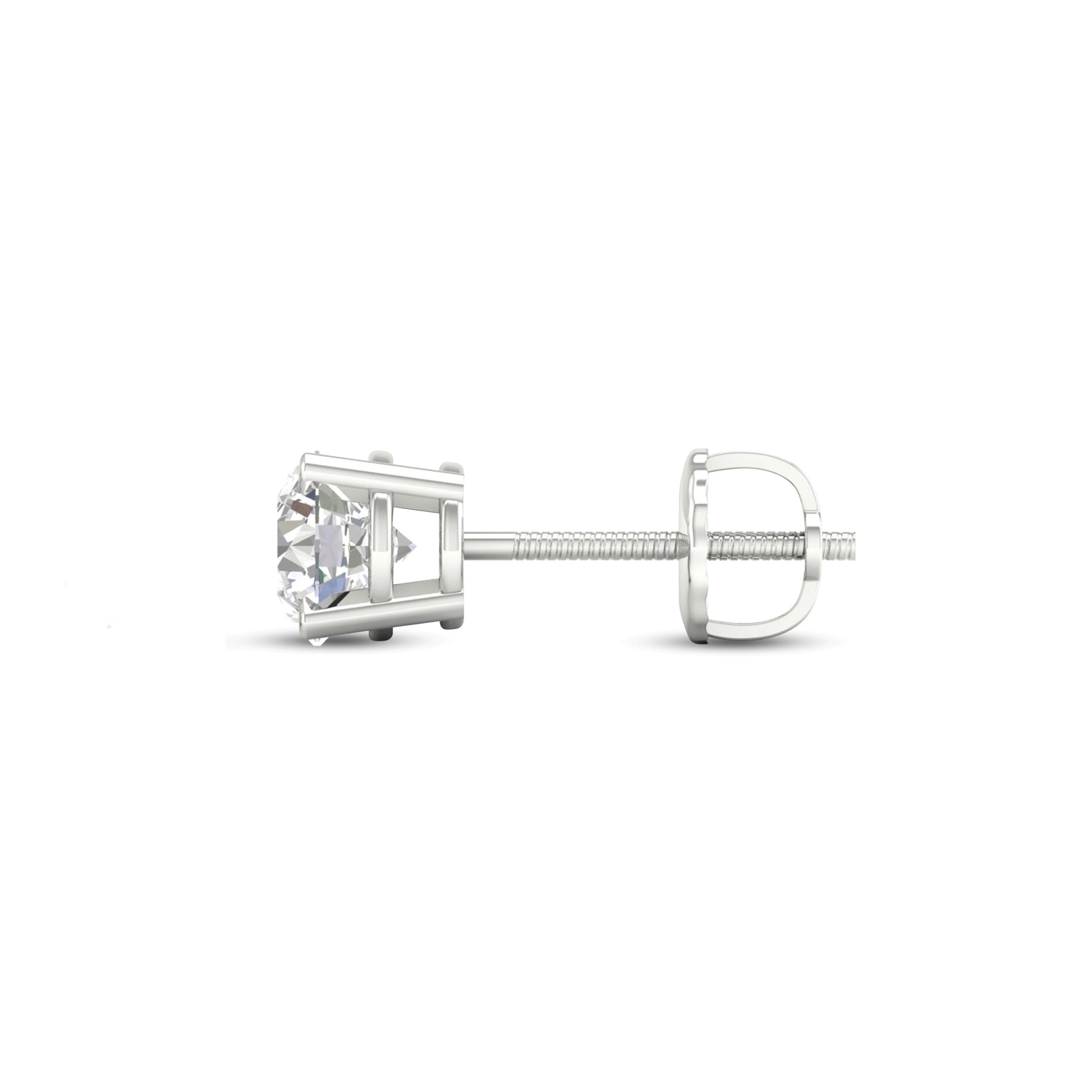 Diamond screwback stud earring on a white background