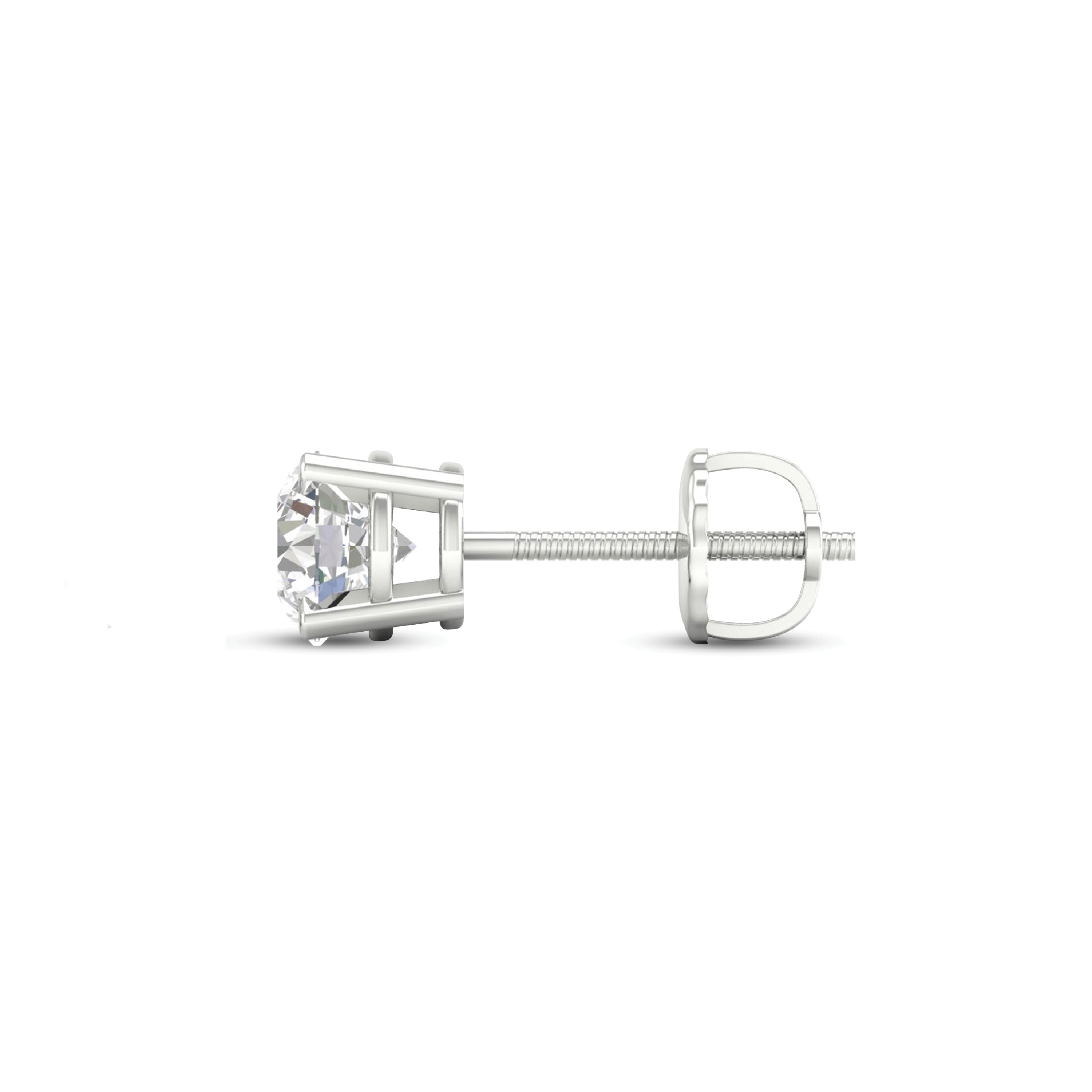 Diamond screwback stud earring on a white background