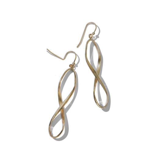 Pair of earrings with a single bent earring back