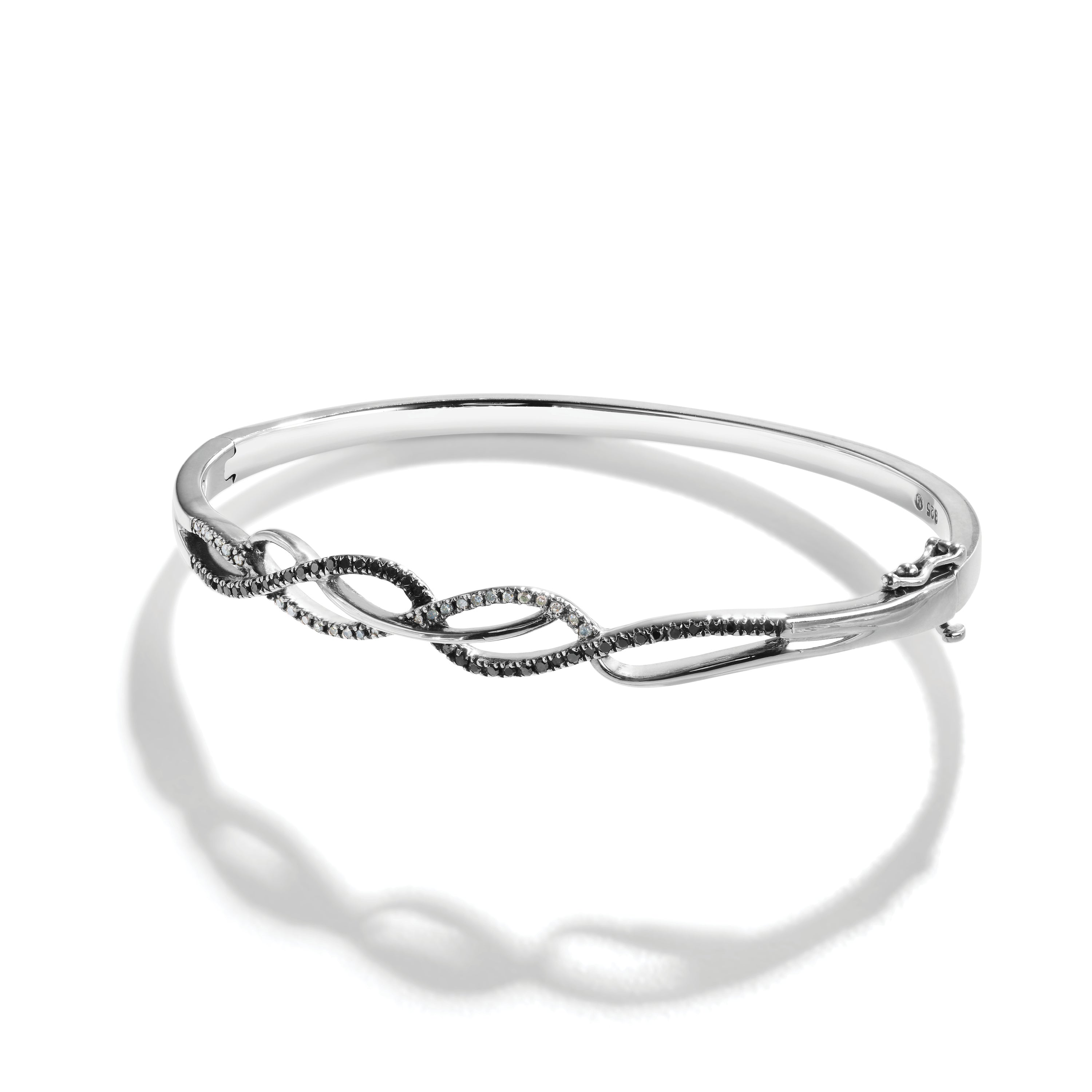 White gold and diamond hinge bracelet