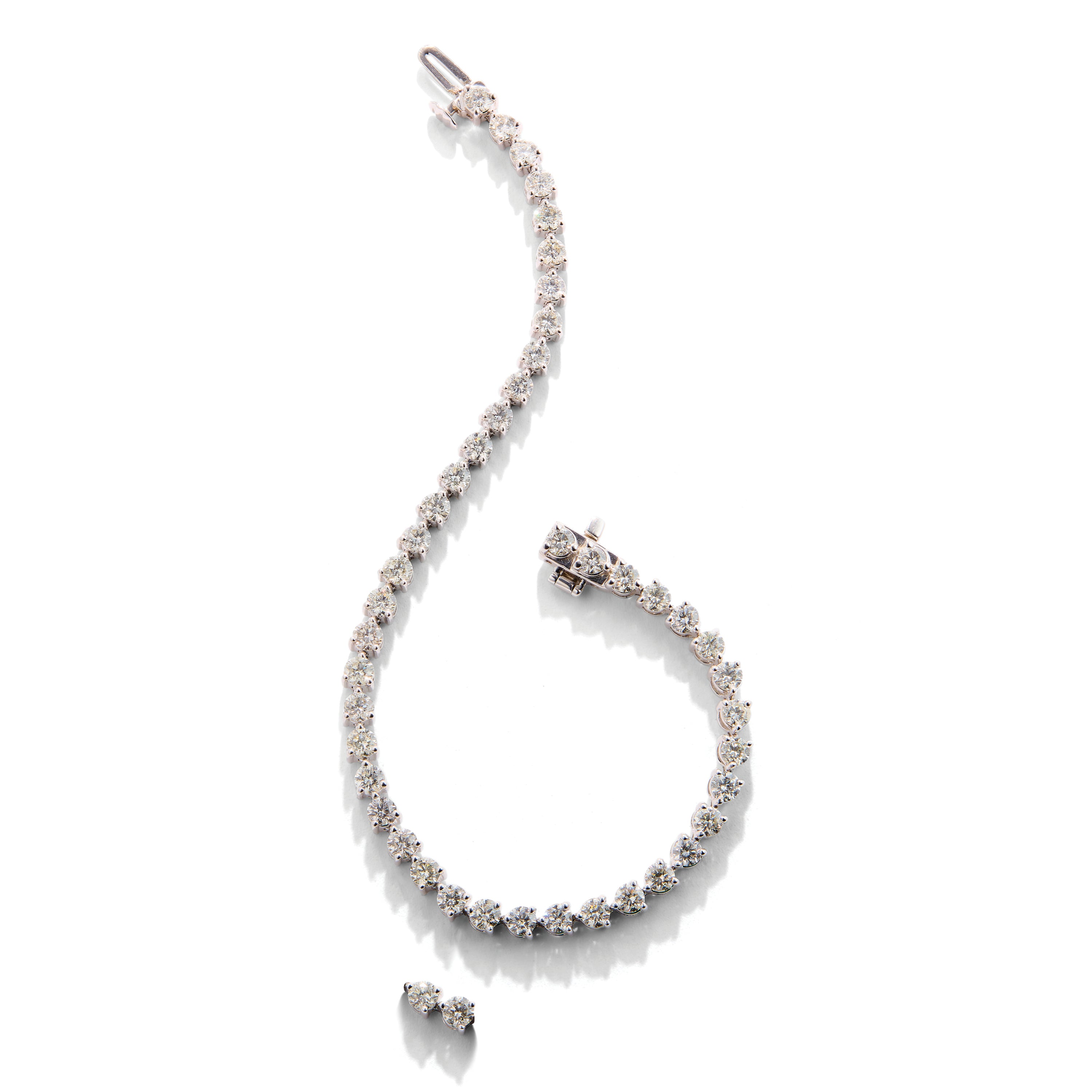 Diamond tennis bracelet on a white background
