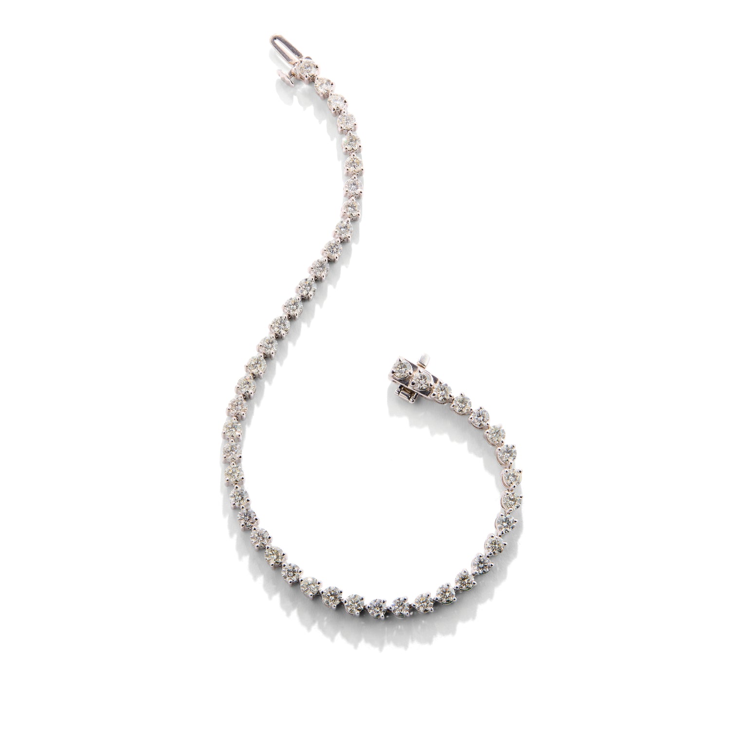 Diamond tennis bracelet on a white background