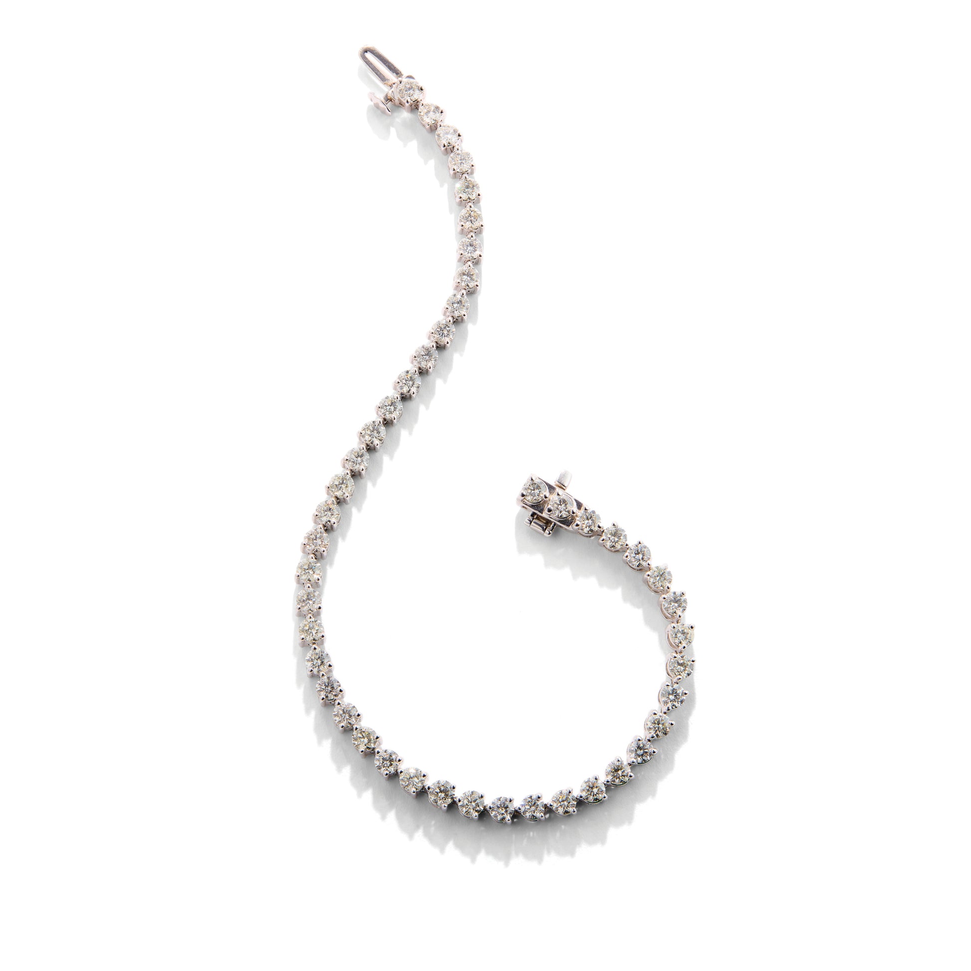 Diamond tennis bracelet on a white background