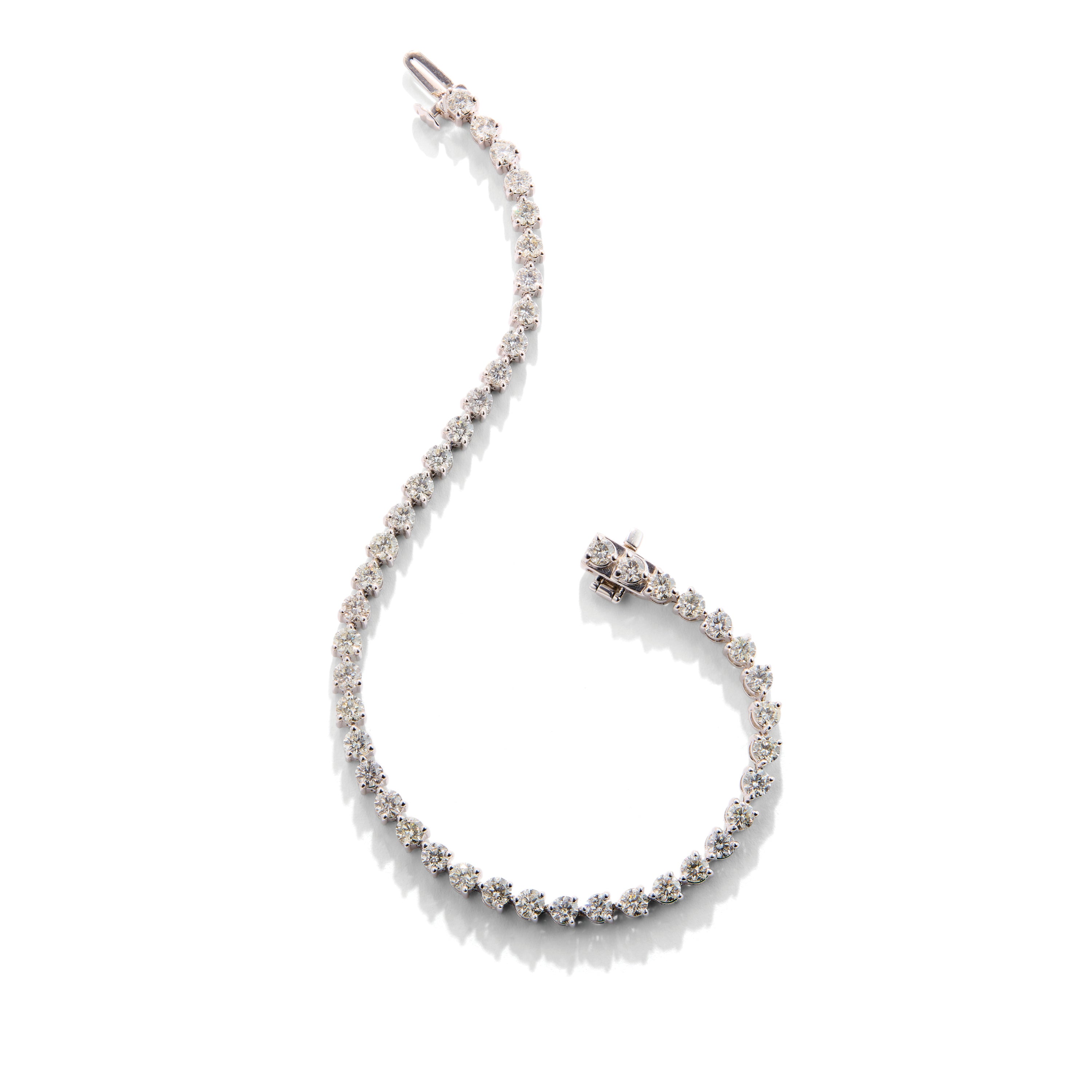 Diamond tennis bracelet on a white background