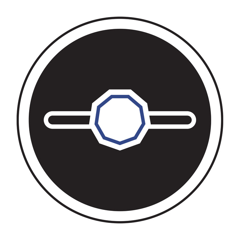 Icon with a white ring symbol on a black background
